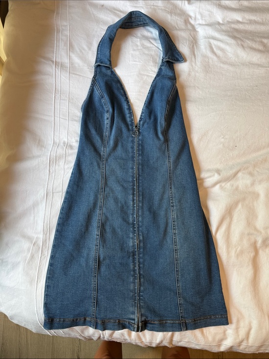 Urban Outfitters Dresses & Skirts - Denim Halter Zip-Front Dress in Medium Blue